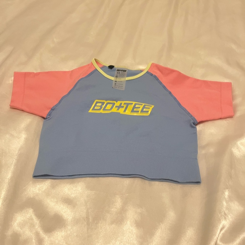 Bo+Tee cotton candy crop tee - light blue/pink, XS